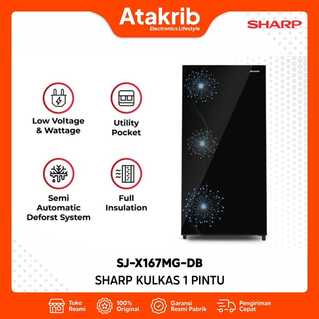SHARP KULKAS 1 PINTU SJ-X167MG-DB