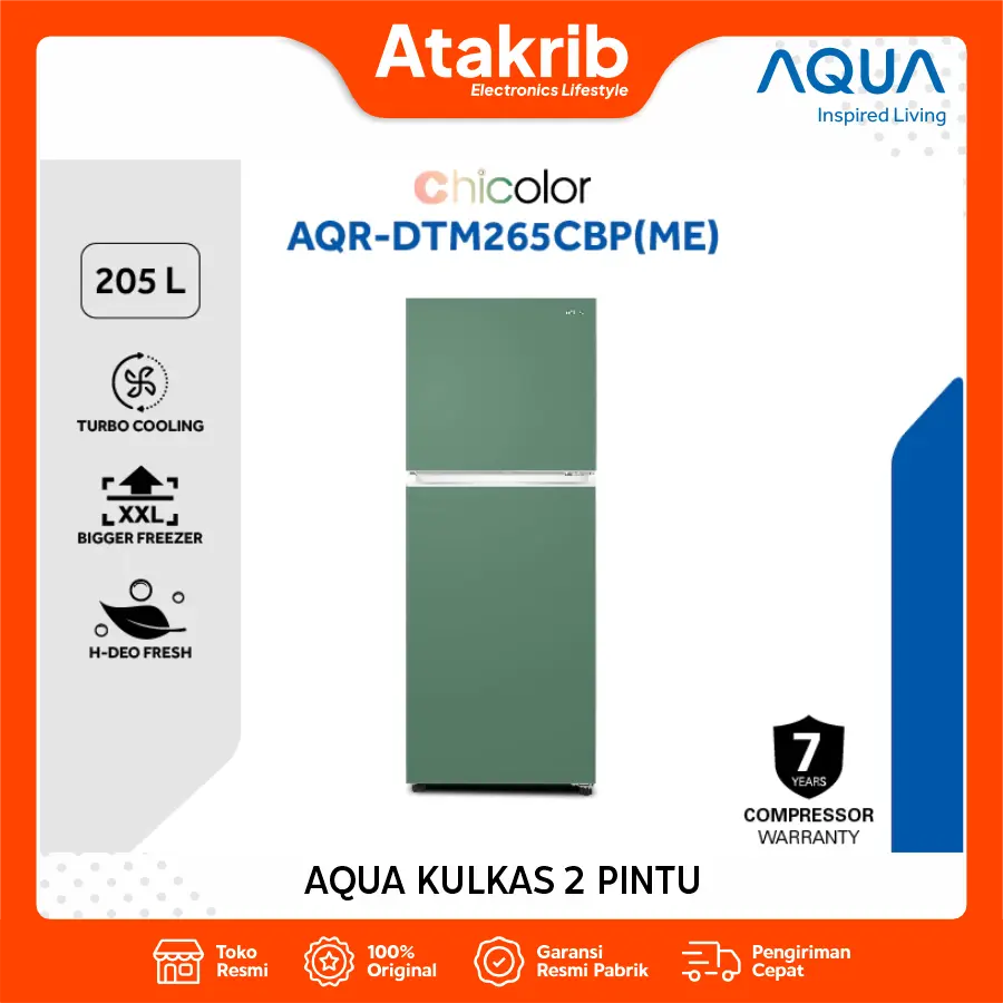AQUA KULKAS 2 PINTU SMALL AQR-DTM265CBP(ME)
