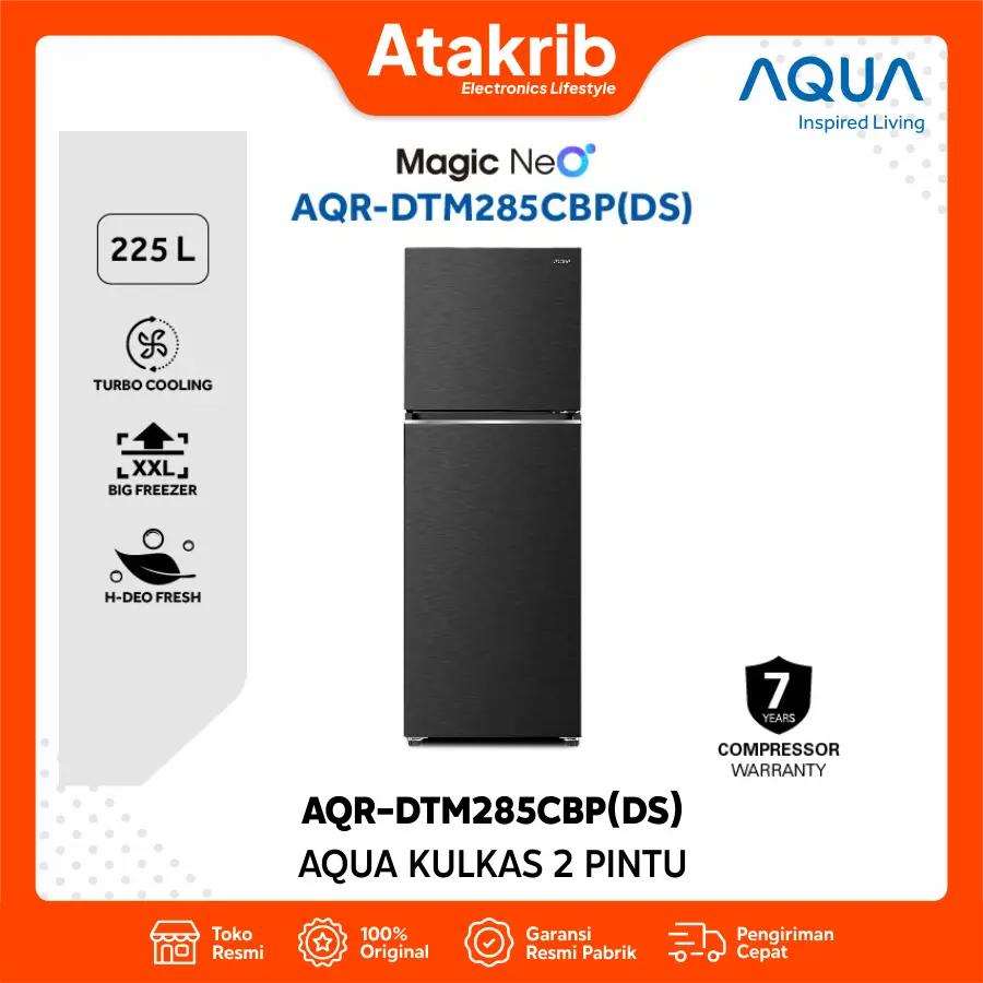 AQUA KULKAS 2 PINTU SMALL AQR-DTM285CBP(DS)