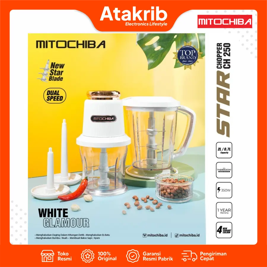MITOCHIBA FOOD CHOPPER CH-250 WHITE