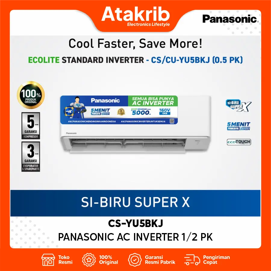 PANASONIC AC INVERTER 1/2 PK CS-YU5BKJ