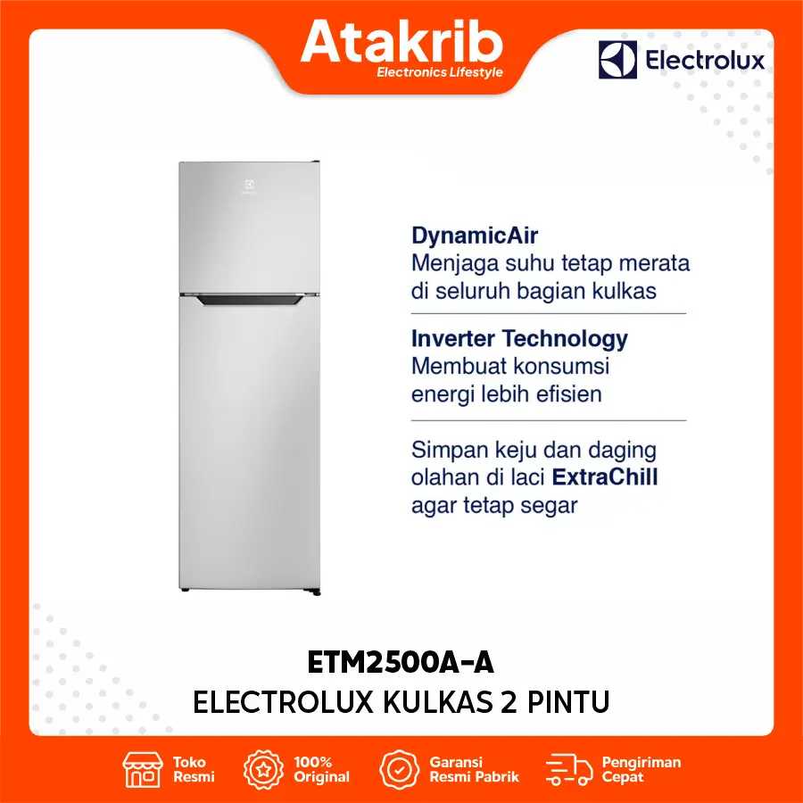 ELECTROLUX KULKAS 2 PINTU BIG ETM2500A-A
