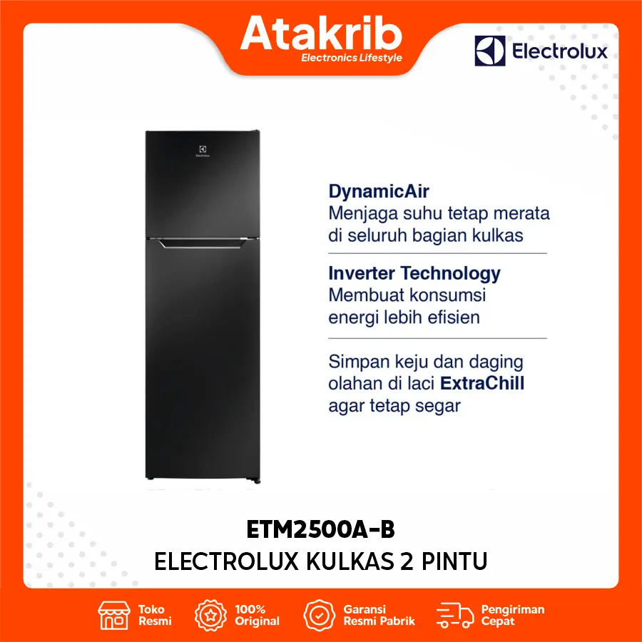 ELECTROLUX KULKAS 2 PINTU BIG ETM2500A-B