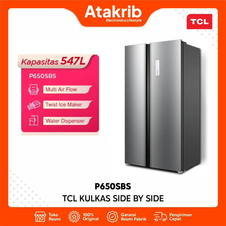TCL KULKAS SIDE BY SIDE P650SBS
