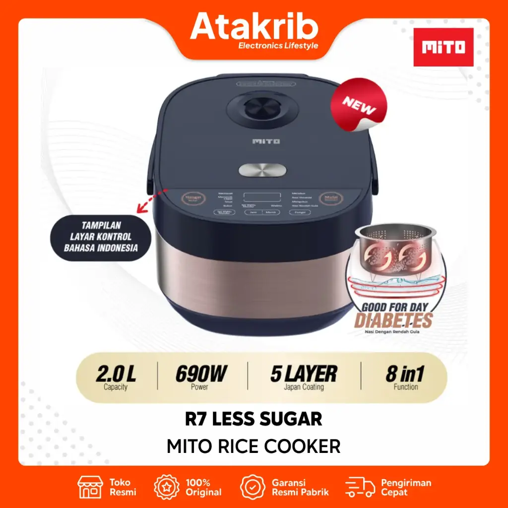 MITO RICE COOKER R7 LOW SUGAR BLACK