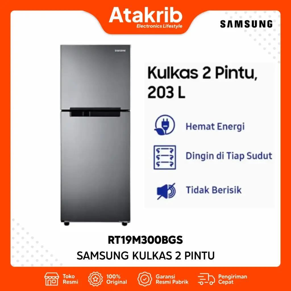 SAMSUNG KULKAS 2 PINTU SMALL RT19M300BGS/SE