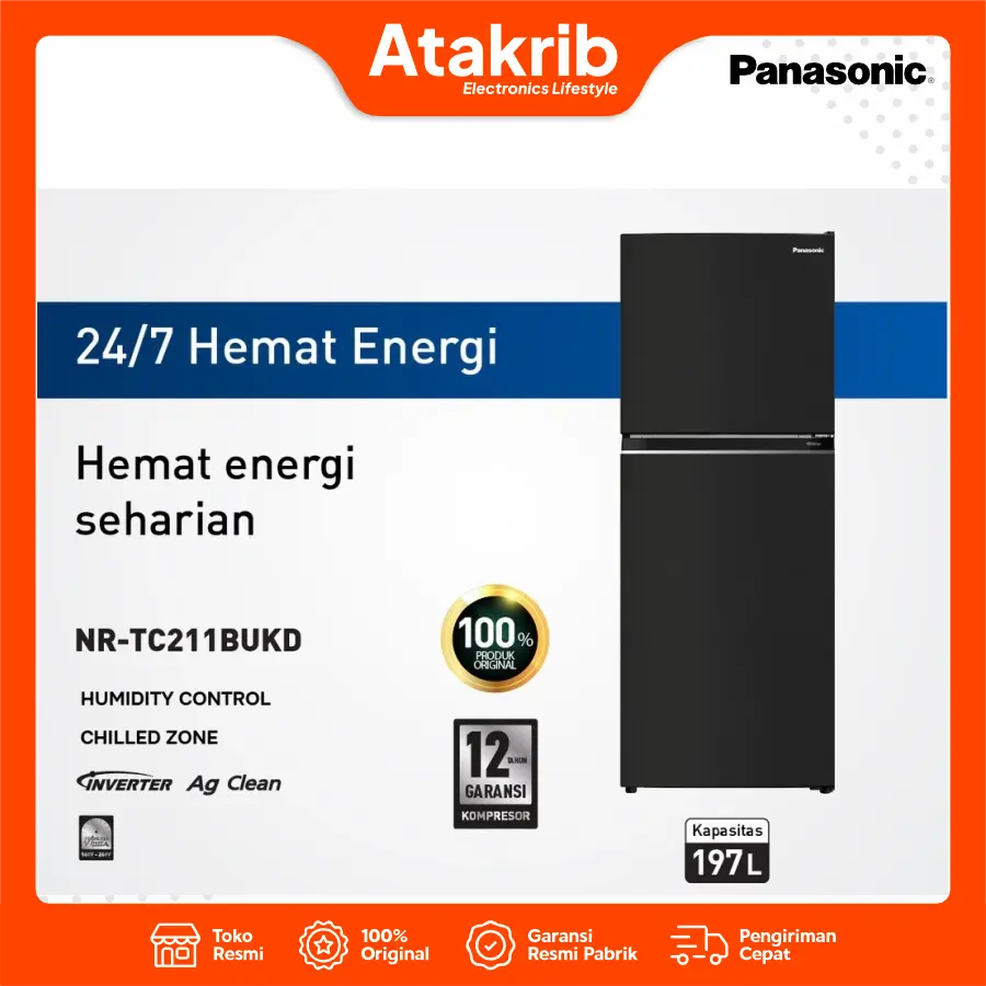 PANASONIC KULKAS 2 PINTU SMALL NR-TC211BUKD