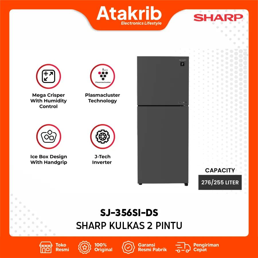 SHARP KULKAS 2 PINTU BIG SJ-356SI-DS