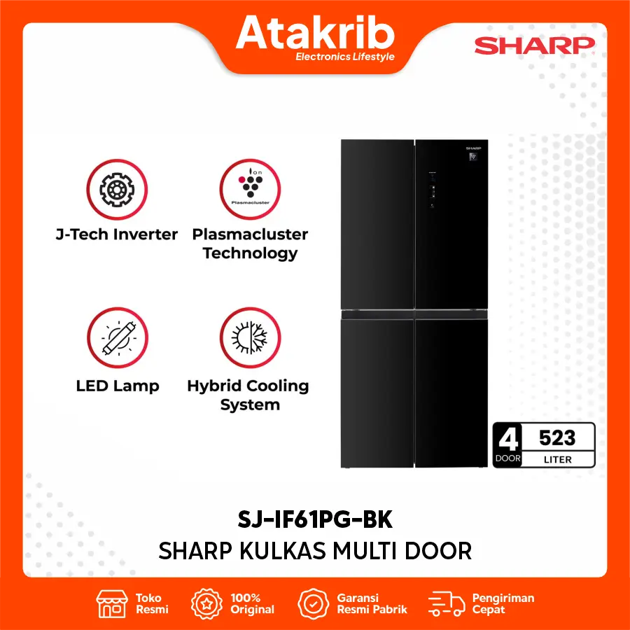 SHARP KULKAS MULTI DOOR SJ-IF61PG-BK