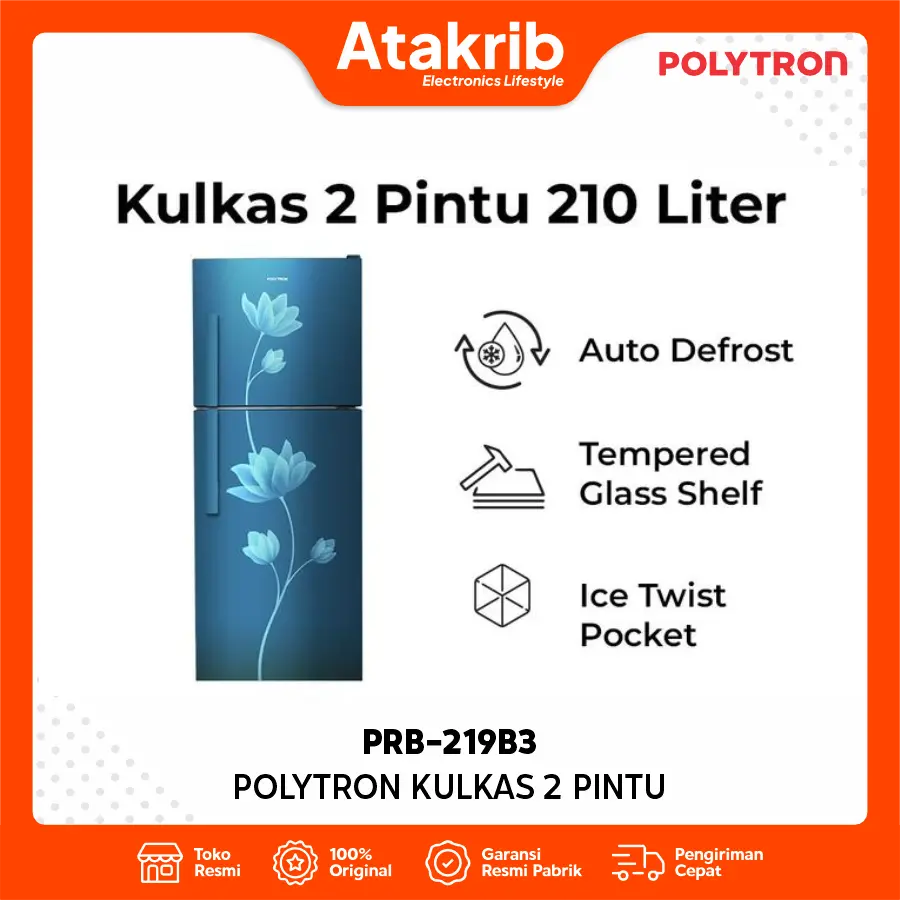 POLYTRON KULKAS 2 PINTU SMALL PRB-219B3