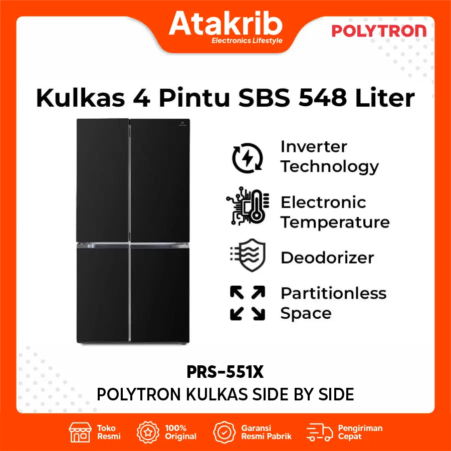 POLYTRON KULKAS SIDE BY SIDE PRS-551X