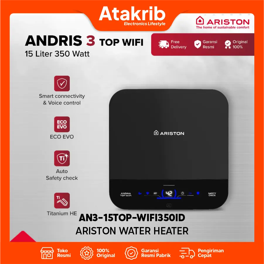 ARISTON WATER HEATER AN3-15TOP-WIFI350ID