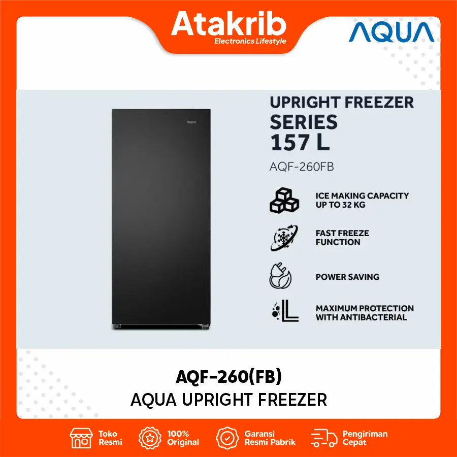 AQUA UPRIGHT FREEZER AQF-260(FB)