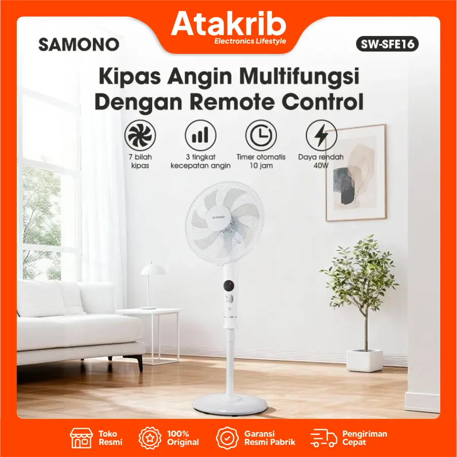 SAMONO STAND FAN SW-SFE16 WHT