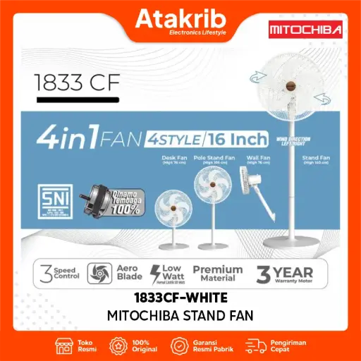 MITOCHIBA STAND FAN 1833CF-WHITE