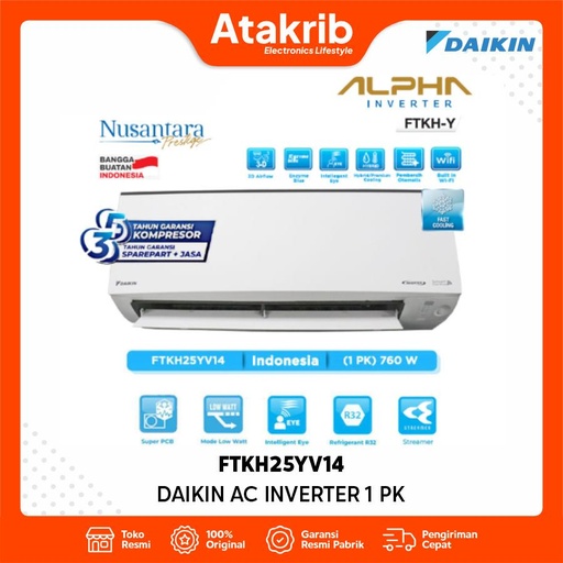 DAIKIN AC INVERTER 1 PK FTKH25YV14