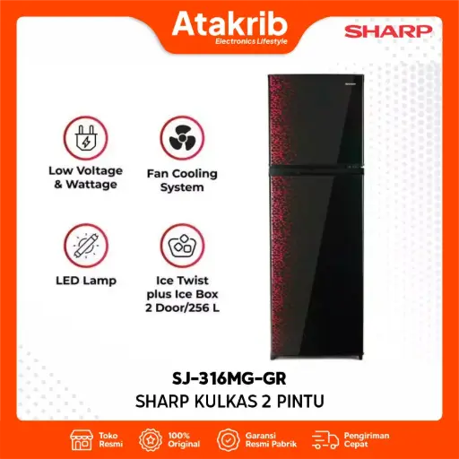 SHARP KULKAS 2 PINTU SMALL SJ-316MG-GR