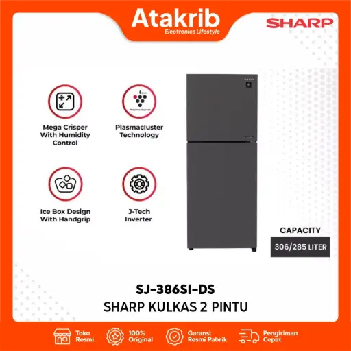 SHARP KULKAS 2 PINTU BIG SJ-386SI-DS